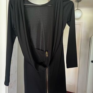 Foreign Exchange Black Tie Front Sheath Dress